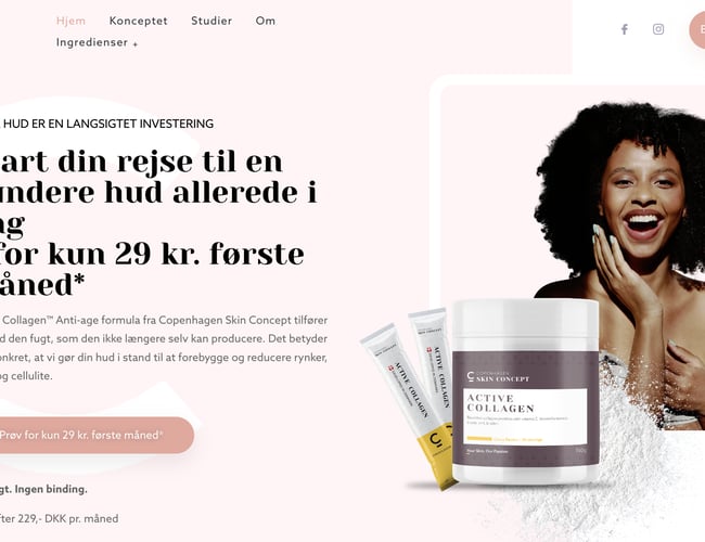 Webshop klar til at vækste! Overtag en kollagen startup, hvor alle integrationer og leveringsservices er klar.