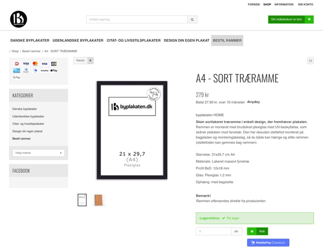 Køb byplakaten.dk inkl. 2000+ unikke designs! - Omsætning +200.000 kr. - Dropshipping