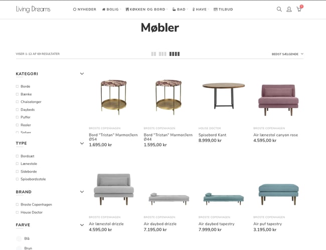 Bolig- og livstils webshop med velkendte mærker og +100.000 i årlig omsætning