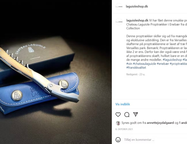 Webshop med "Laguiole" bestik sælges. Organisk omsætning på ekskl. moms: 177.632 kr. (eksisteret siden 2012).