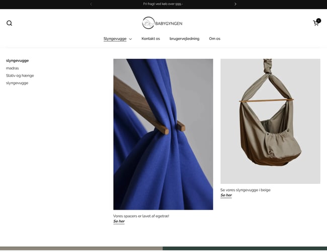 Babygyngen.dk - Webshop med slyngevugge -  med dropshipping leverandør!