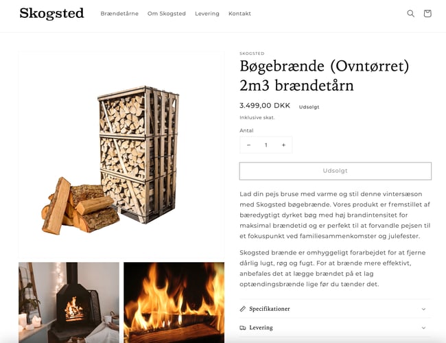 Attraktiv dropshipping shop til salg - 10k i omsætning første dag! - salg af brændetårn og øvrige brændeprodukter 