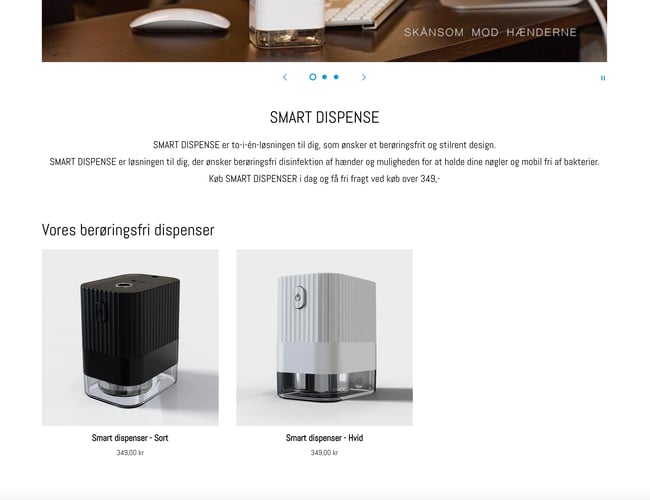 Webshop med salg af smarte dispensere. Stort varelager medfølger! - Omsat for 200.000 kr. 