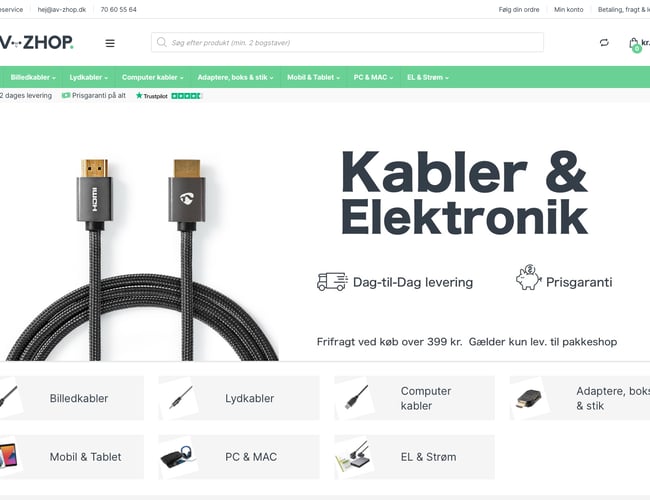 Salg af elektronik- og kabelwebshop med ca. 1800 varenummere