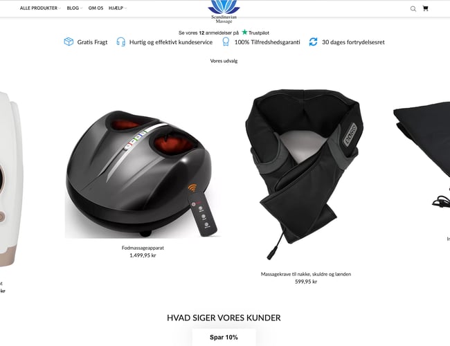 Dansk webshop med potentiale, salg af massageapparater 
