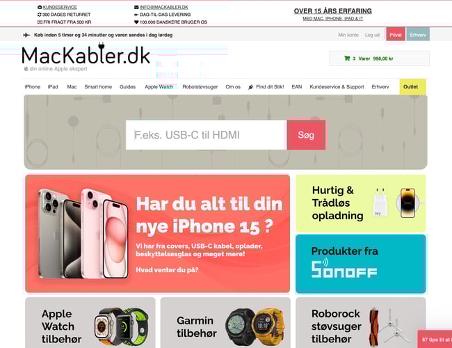 [MacKabler.dk] - 12 år gammel webshop med godt renommé og struktur