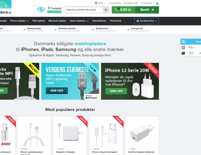 Webshop med mobil tilbehør organisk salg og 458.740 kr. i omsætning