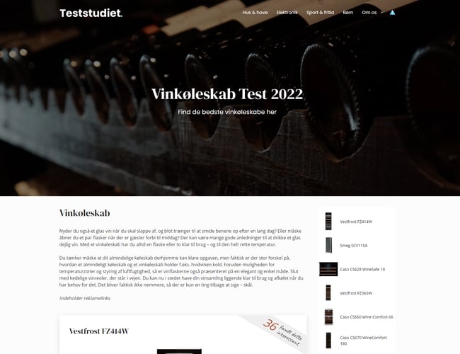 Affiliate website med løbende indtjening sælges