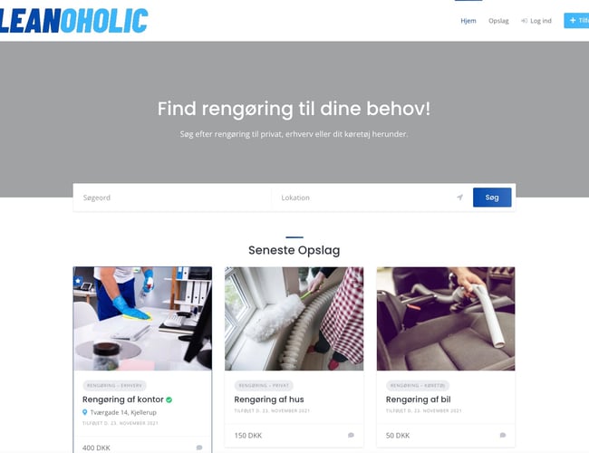Portal for Rengøring - Rengøringside hvor private kan hjælpe andre med private rengøringen