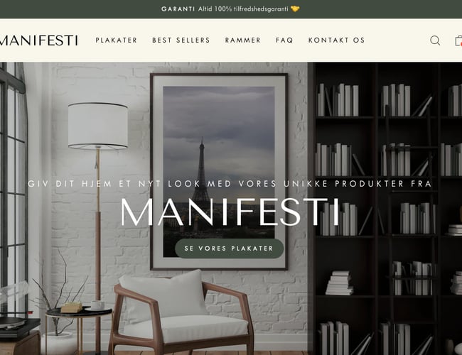 Unik Plakat-webshop med leverandør som pakker og sender.