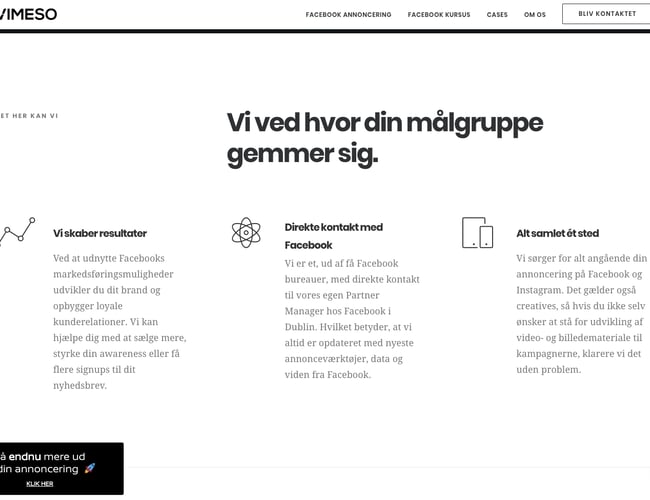 vimeso.dk - PaidSocial Bureau med aktive og stabile kunder - min. 650.000kr. / årligt.