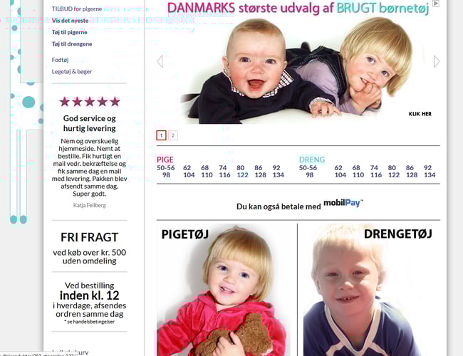 SEO stærk webshop med salg af brugt børnetøj samt gode restpartier