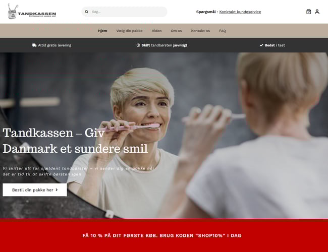 Nyudviklet webshop med spændende tandpleje abonnementskoncept sælges billigt