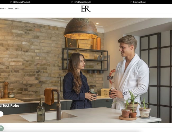 Ny startup webshop med et univers af eksklusive morgenkåber, nymoderne design, stil og pasform (Bæredygtigt).