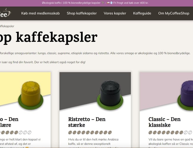 Abonnementswebsite med tilhørende shop med mdr. omsætning på 100.000 kr. 