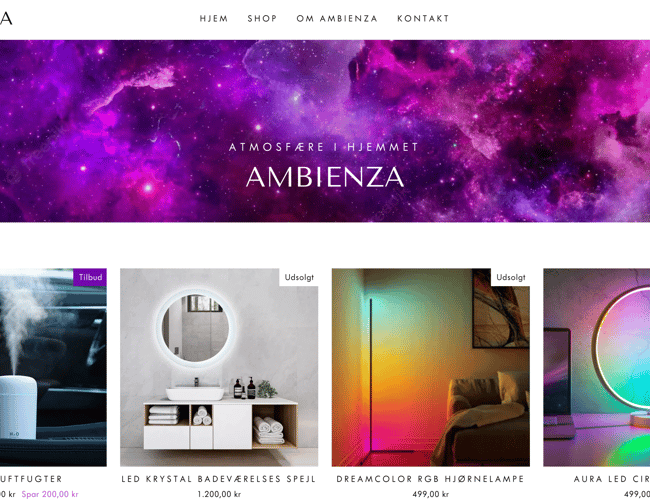 Webshop med atmosfæreskabende produkter - Salg af LED-lamper 