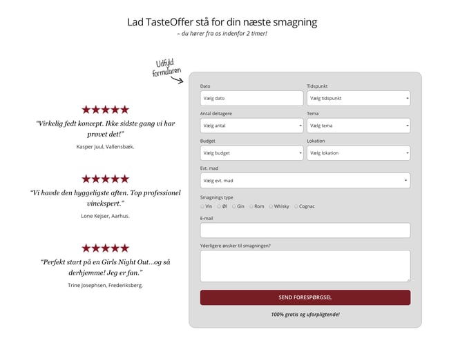 Tasteoffer.dk - Online outsourcing  af vinsmagninger - WordPress