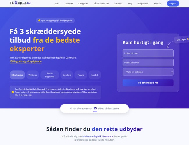 Få3Tilbud.nu – AI-drevet Leadgenereringsplatform (100% automatiseret)