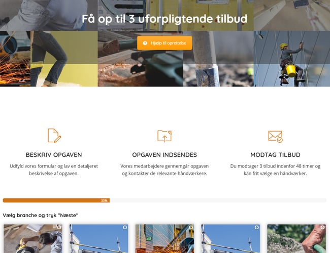 Tilbudsportal indenfor håndværkere - Omsætning på 87.000 kr. 