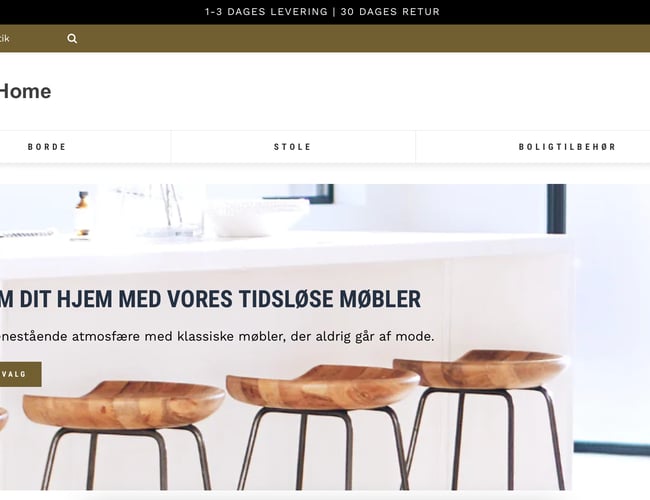 Dropshipping shop med salg af high-end møbler 