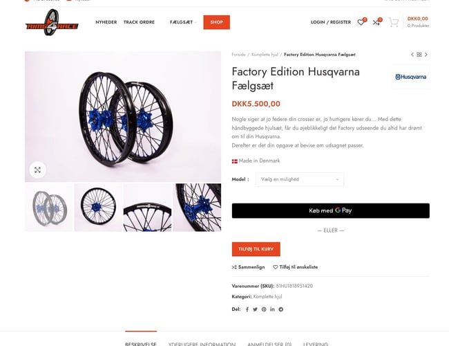 Webshop med Motocross / Motorcykel fælge til salg! - Omsat for: 12.400 DKK