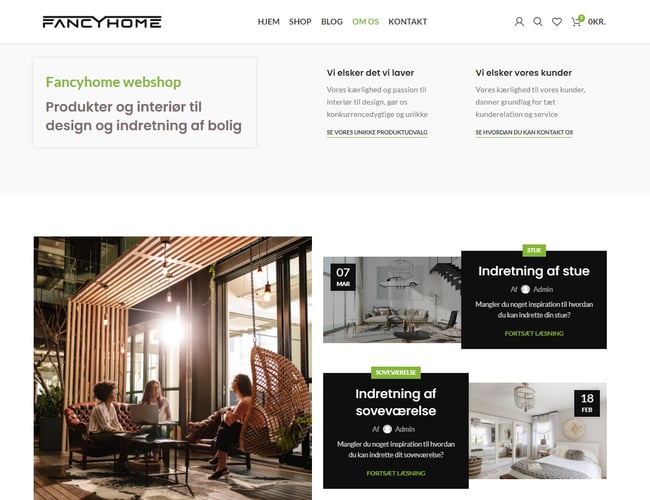 Webshop med salg af boliginteriør