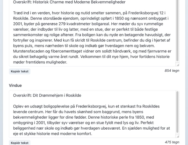 Boligtekst.ai - AI værktøj til ejendomsmæglere og tekstforfattere + templates til andre brancher