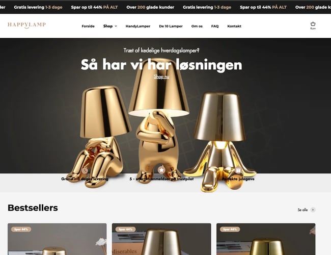 Veletableret webshop - salg af unikke lamper