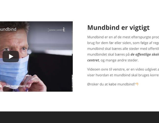 Køreklar og optimeret mundbind webshop lavet i WooCommerce