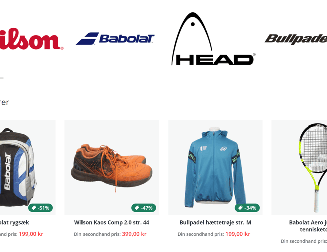 Køreklar webshop med secondhand tennisudstyr