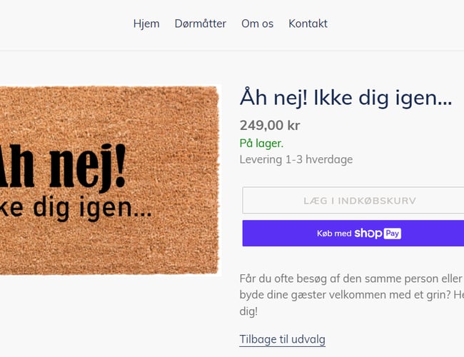 Veletableret webshop med salg af kokosmåtter. Omsætning på 145000 ex. moms seneste halvår. 