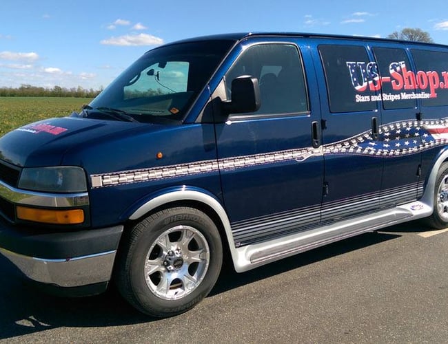 Køreklar færdig Amerikanerpakke med webshops (2 stk) - Bil og pop-up shops til salg.