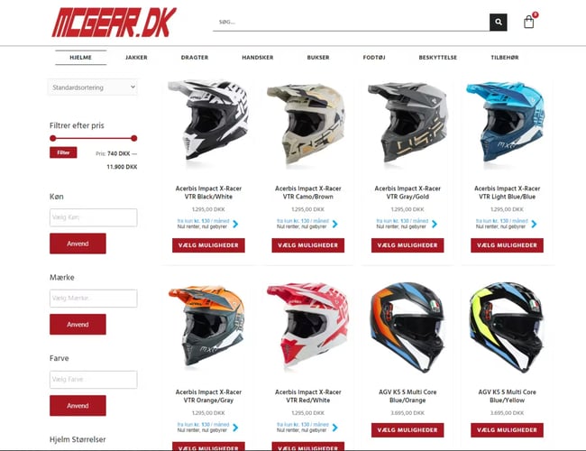 MCGEAR.DK - Webshop med motorcykel udstyr og beklædning - ren dropshipping