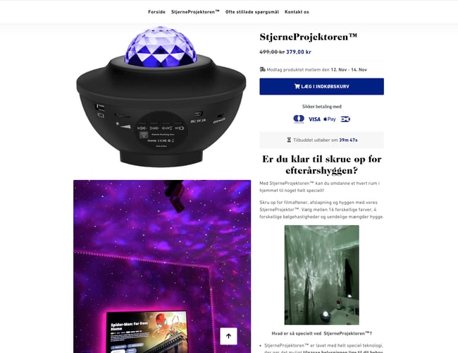 Stjerneskyen.dk - Dropshipping webshop med leverandør i EU med 2-4 dages leveringstid