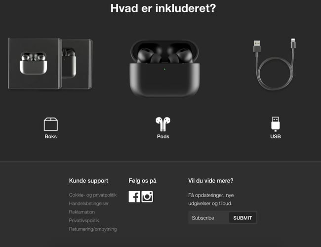 Unik dropshipping side med salg af branded høretelefoner. 