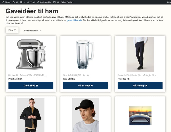 Affiliate hjemmeside (fokus på gaveinspiration)