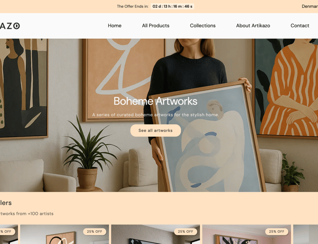 Sælg lærredstryk on demand - Artikazo.com
