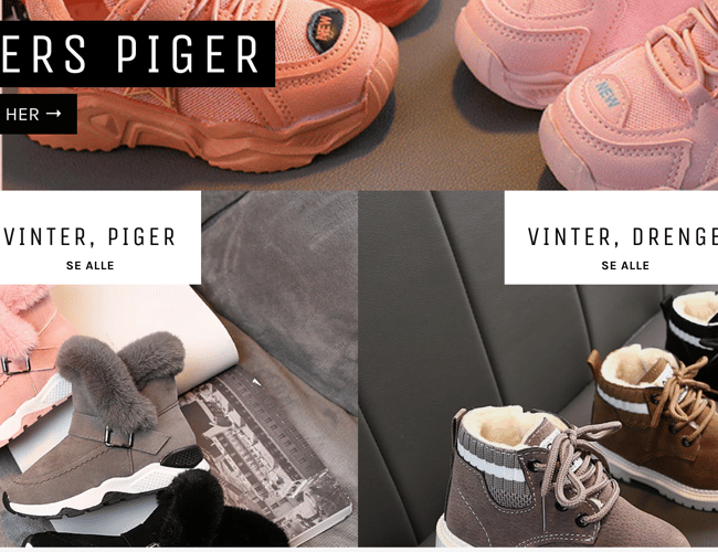 Nystartet webshop med salg af billige modesko til børn sælges