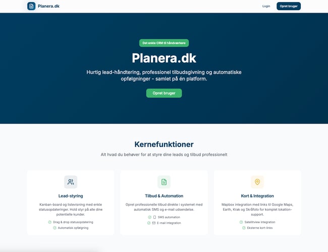 Leadværktøj til håndværkere og servicefolk. Klar til launch, fuld af automatik og med stor skalérbarhed.