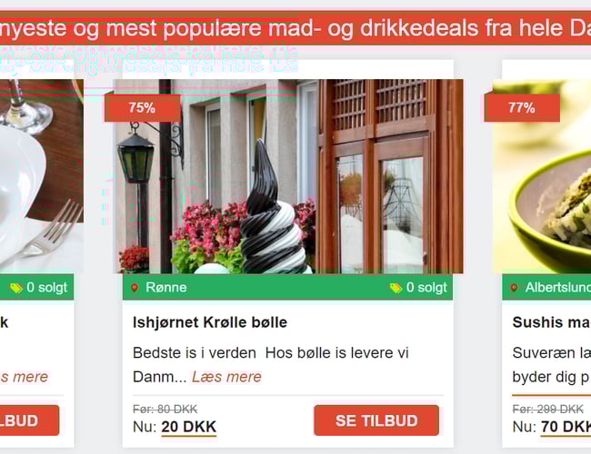 Køreklart dealsite inkl. app inden for café- og restaurationsbranchen sælges