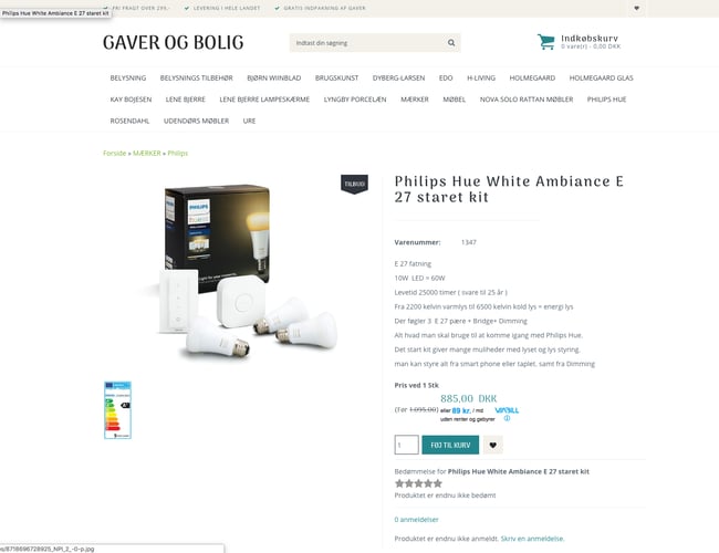 Webshop Gaverogbolig.dk til salg - Omsætning i alt: 3,5 mio DKK - Brugskunst og interiør 