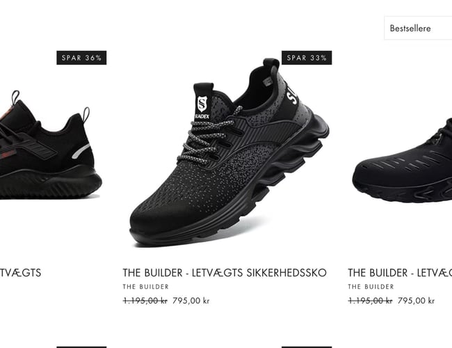 Webshop med salg af sikkerhedssko - Omsat for +261.000,- kr. - Dropshipping webshop med 2-4 dages levering