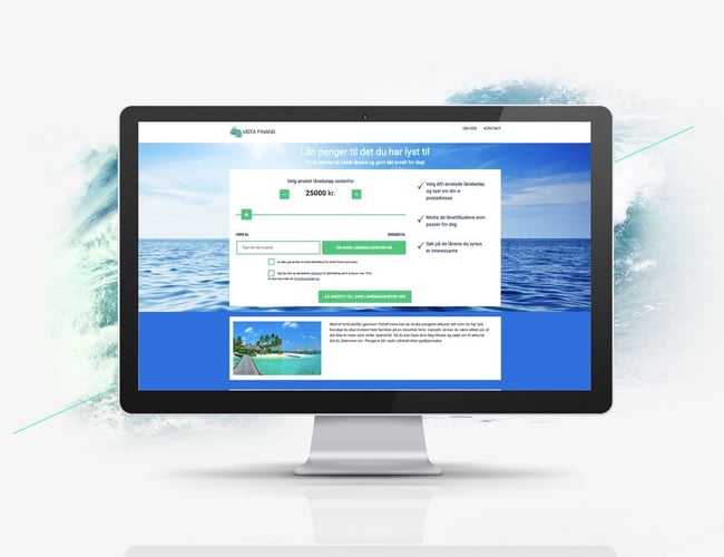 VistaFinans.no - Affiliate site med lån og 375 tilmeldt til nyhedsbrev