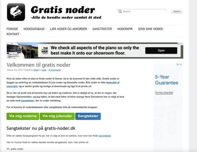 Gratis-noder.dk - Niche side m. nodedatabase og god placering i Google. - 1.700 organisk besøgende om måneden