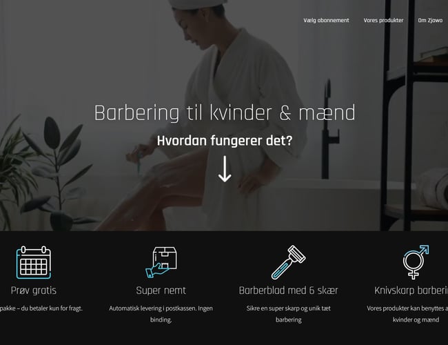 Webshop med salg af barbering til både kvinder og mænd - eget lager - 20 aktive abonnementer