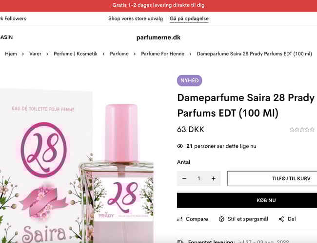 Dropshipping webshop (alt opsat) - Parfumerne.dk