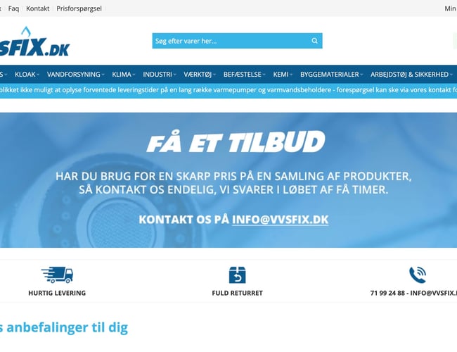 VVS webshop med godt brand og kæmpe potentiale - Omsætning 2022: 8.9 million kr.