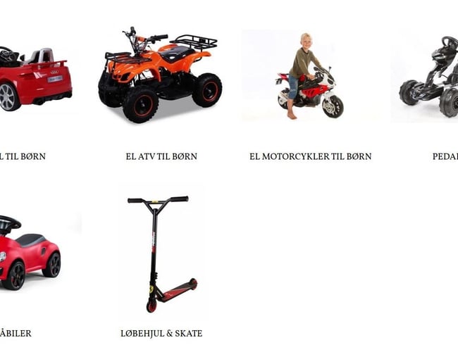 Webshop med elbiler til børn - og meget andet.