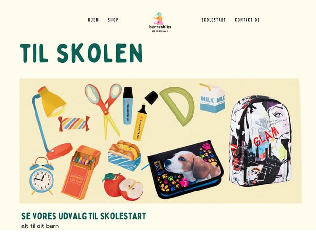 Køreklar webshop BØRNESBIKS.DK - Lejetøj og diverse til børn, perfekt til skolestart!