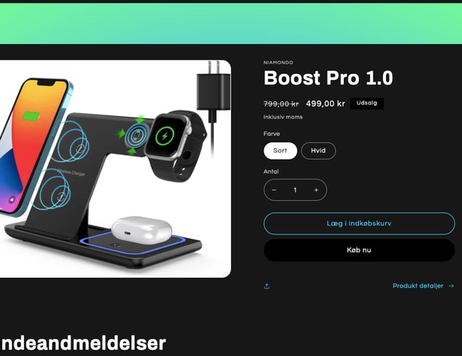 Dropshipping webshop med salg af populær 3 I 1 oplader  - 2-4 dages levering til kunden
